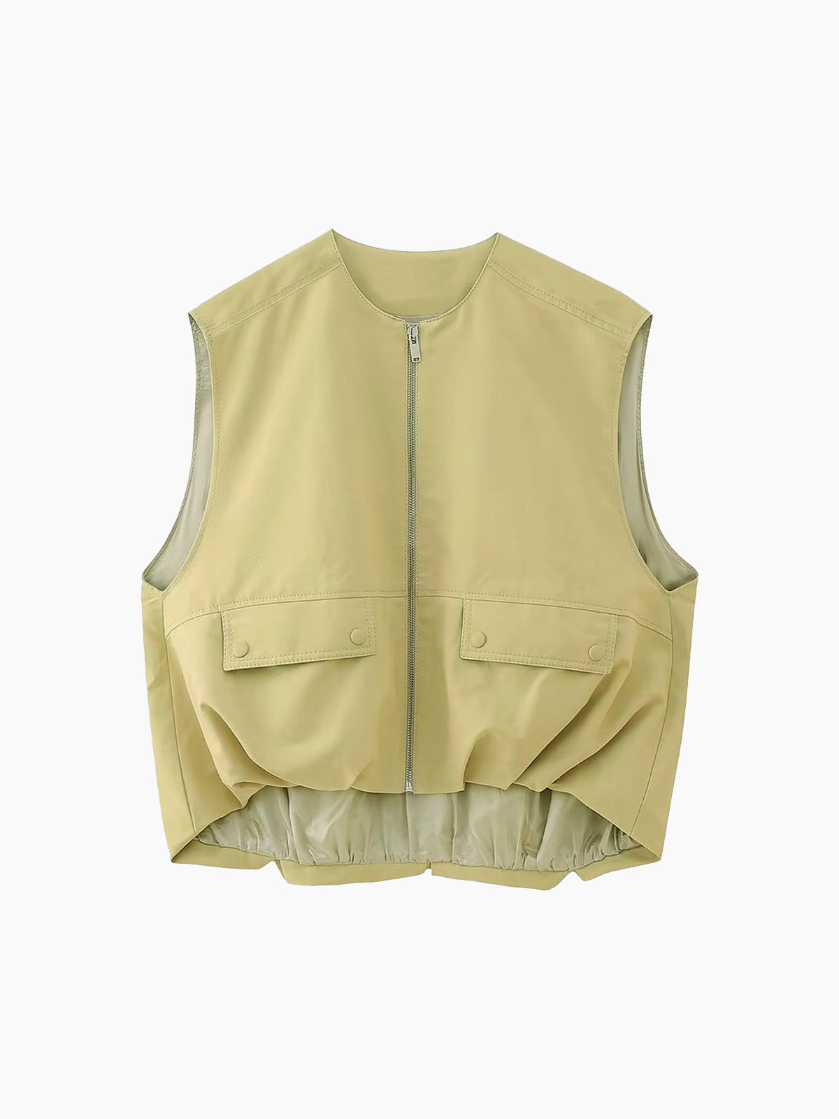 Cropped Zip-Up Cargo Vest – Sleeveless Utility Vest Women