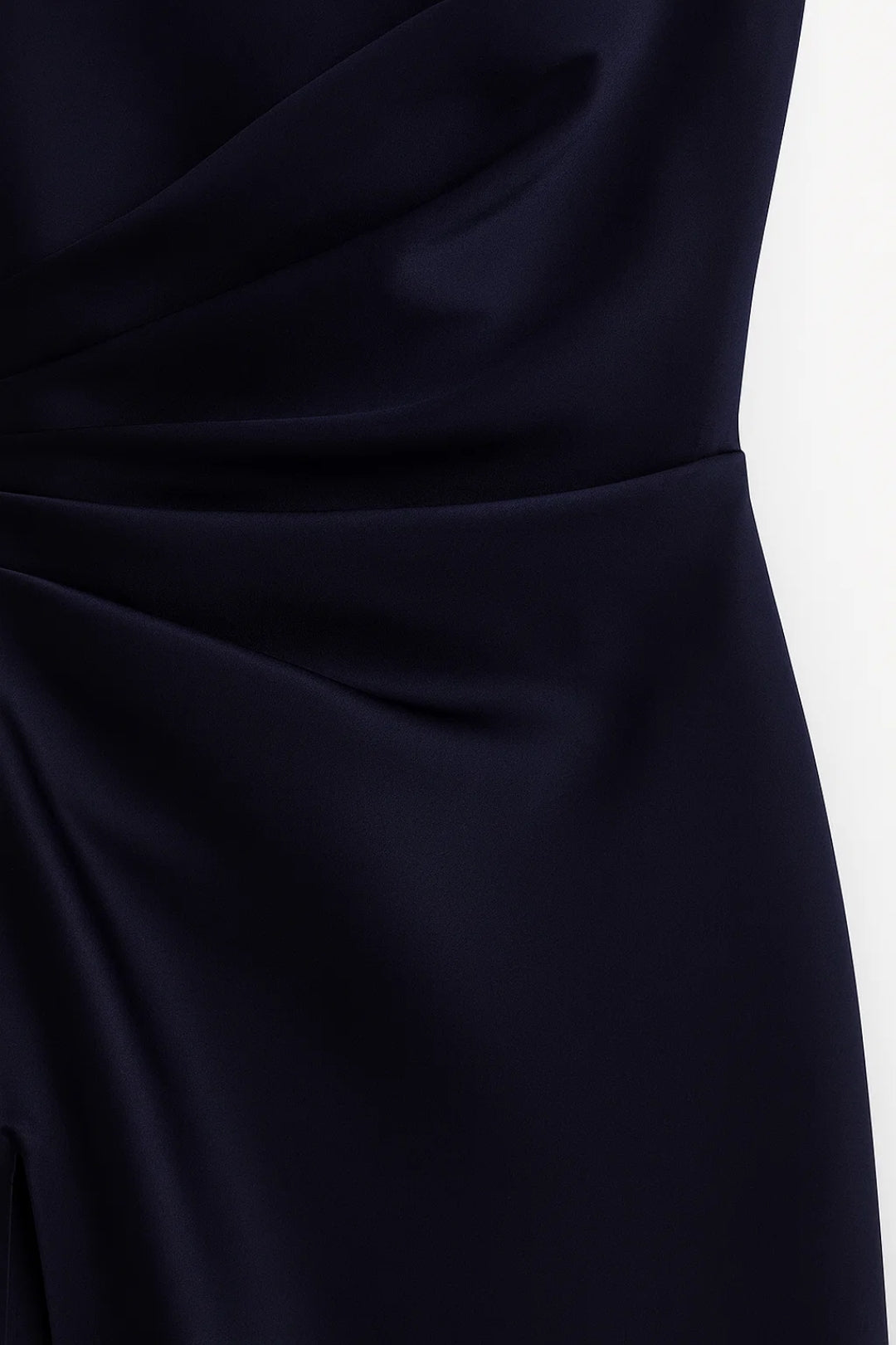 One-Shoulder Ruched Maxi Dress – Navy Bodycon High Slit Formal