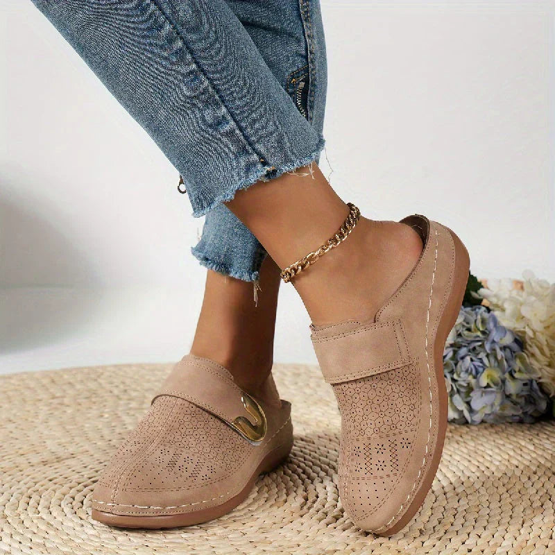 Women's Slip-On Mule Clogs – Cushioned Insole with Buckle Detail