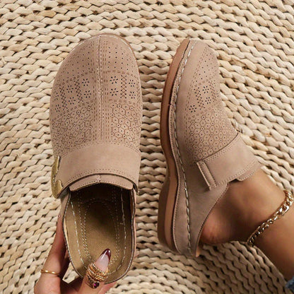 Women's Slip-On Mule Clogs – Cushioned Insole with Buckle Detail