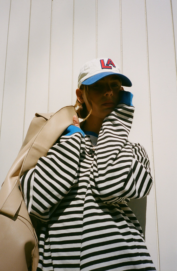 Oversized Striped Sweatshirt – Drop Shoulder Contrast Trim Pullover