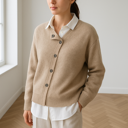 Cashmere Cardigan Oversized V-Neck – Button-Front Knit Layering Sweater