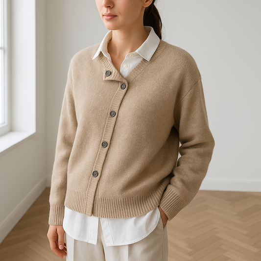 Cashmere Cardigan Oversized V-Neck – Button-Front Knit Layering Sweater