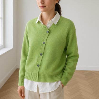 Cashmere Cardigan Oversized V-Neck – Button-Front Knit Layering Sweater