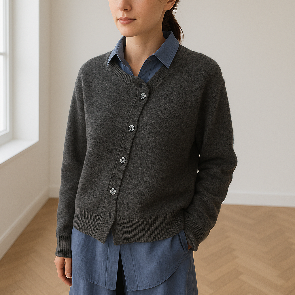 Cashmere Cardigan Oversized V-Neck – Button-Front Knit Layering Sweater