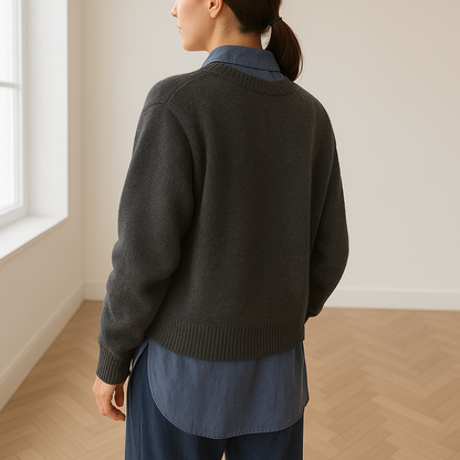 Cashmere Cardigan Oversized V-Neck – Button-Front Knit Layering Sweater