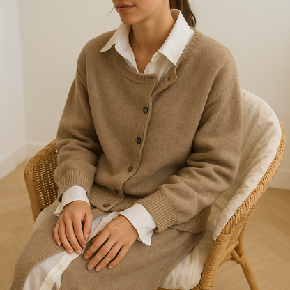 Cashmere Cardigan Oversized V-Neck – Button-Front Knit Layering Sweater