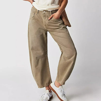 High-Waisted Barrel Leg Jeans – Relaxed Wide-Leg Denim