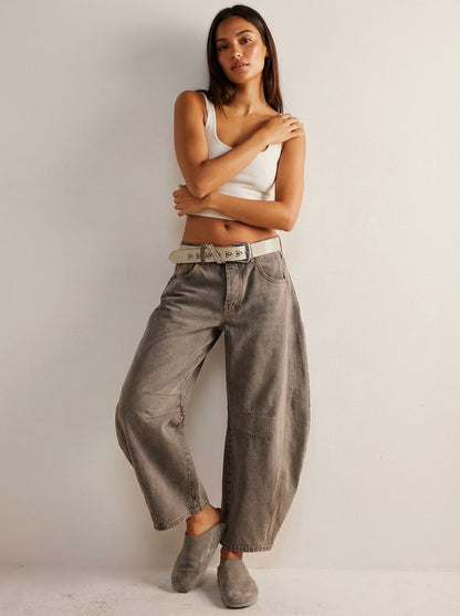 High-Waisted Barrel Leg Jeans – Relaxed Wide-Leg Denim