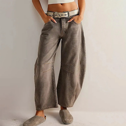 High-Waisted Barrel Leg Jeans – Relaxed Wide-Leg Denim