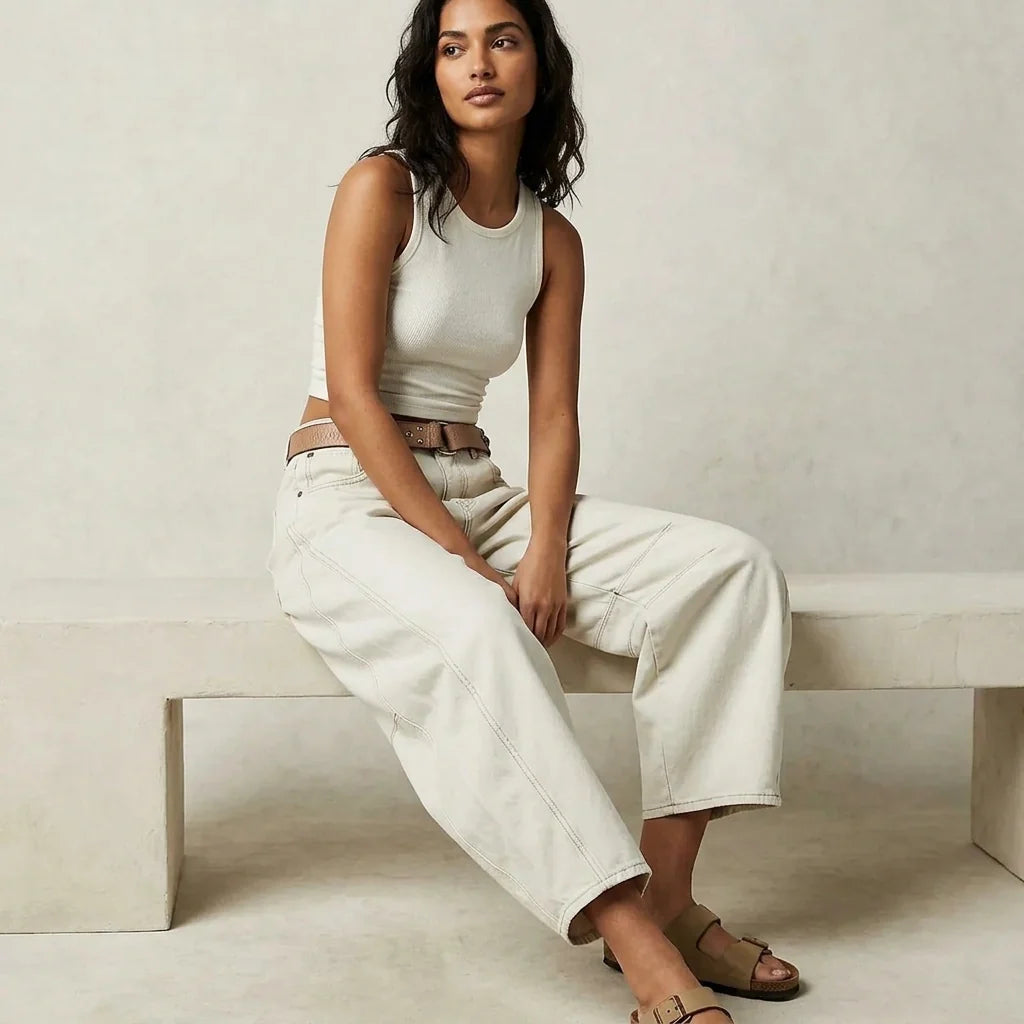 High-Waisted Barrel Leg Jeans – Relaxed Wide-Leg Denim