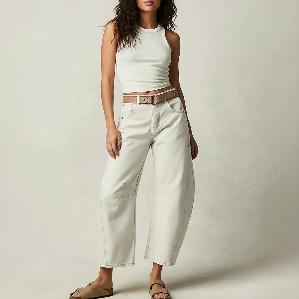 High-Waisted Barrel Leg Jeans – Relaxed Wide-Leg Denim