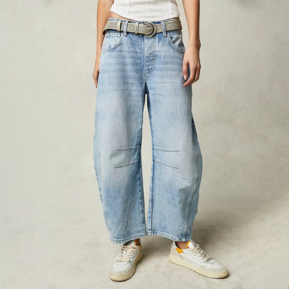 High-Waisted Barrel Leg Jeans – Relaxed Wide-Leg Denim