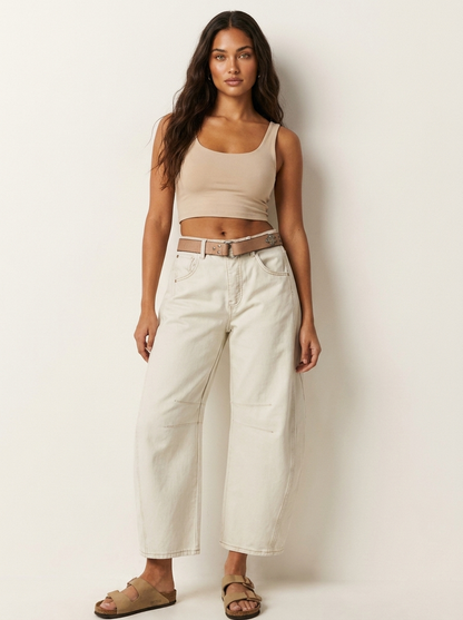 High-Waisted Barrel Leg Jeans – Relaxed Wide-Leg Denim