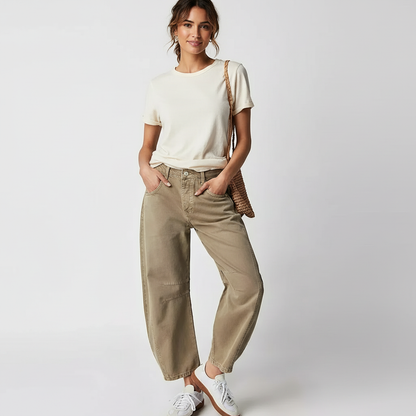 High-Waisted Barrel Leg Jeans – Relaxed Wide-Leg Denim