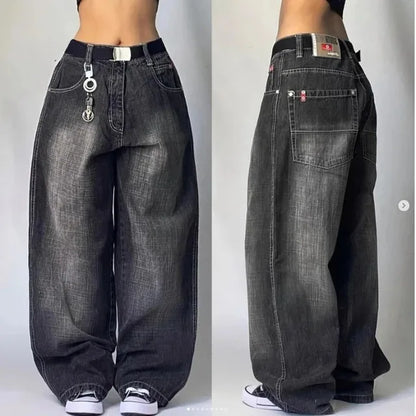 Wide-Leg Cargo Jeans – Baggy Denim Streetwear Multi-Pocket