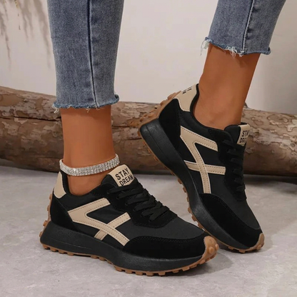 Retro Lace-Up Sneakers – Women's Cushioned Gum Sole Trainers