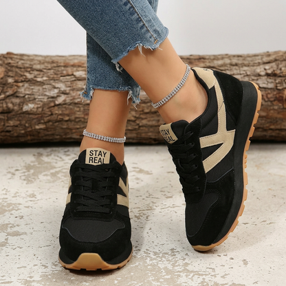 Retro Lace-Up Sneakers – Women's Cushioned Gum Sole Trainers
