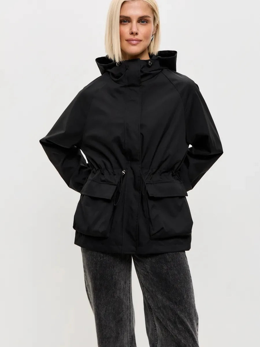 Waterproof Hooded Windbreaker Jacket – Nylon Relaxed Fit Rain Jacket