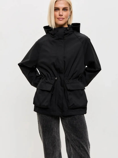Waterproof Hooded Windbreaker Jacket – Nylon Relaxed Fit Rain Jacket