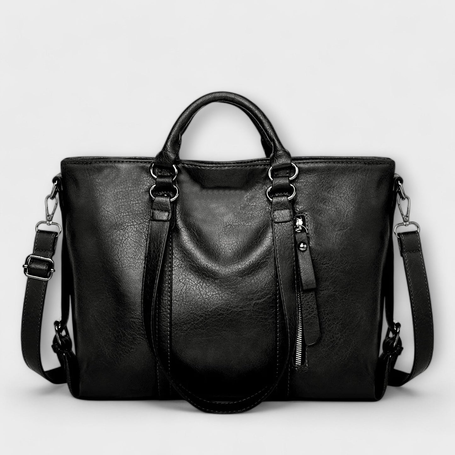 Large Leather Tote Bag – Top Handle Shoulder Bag for Work Travel