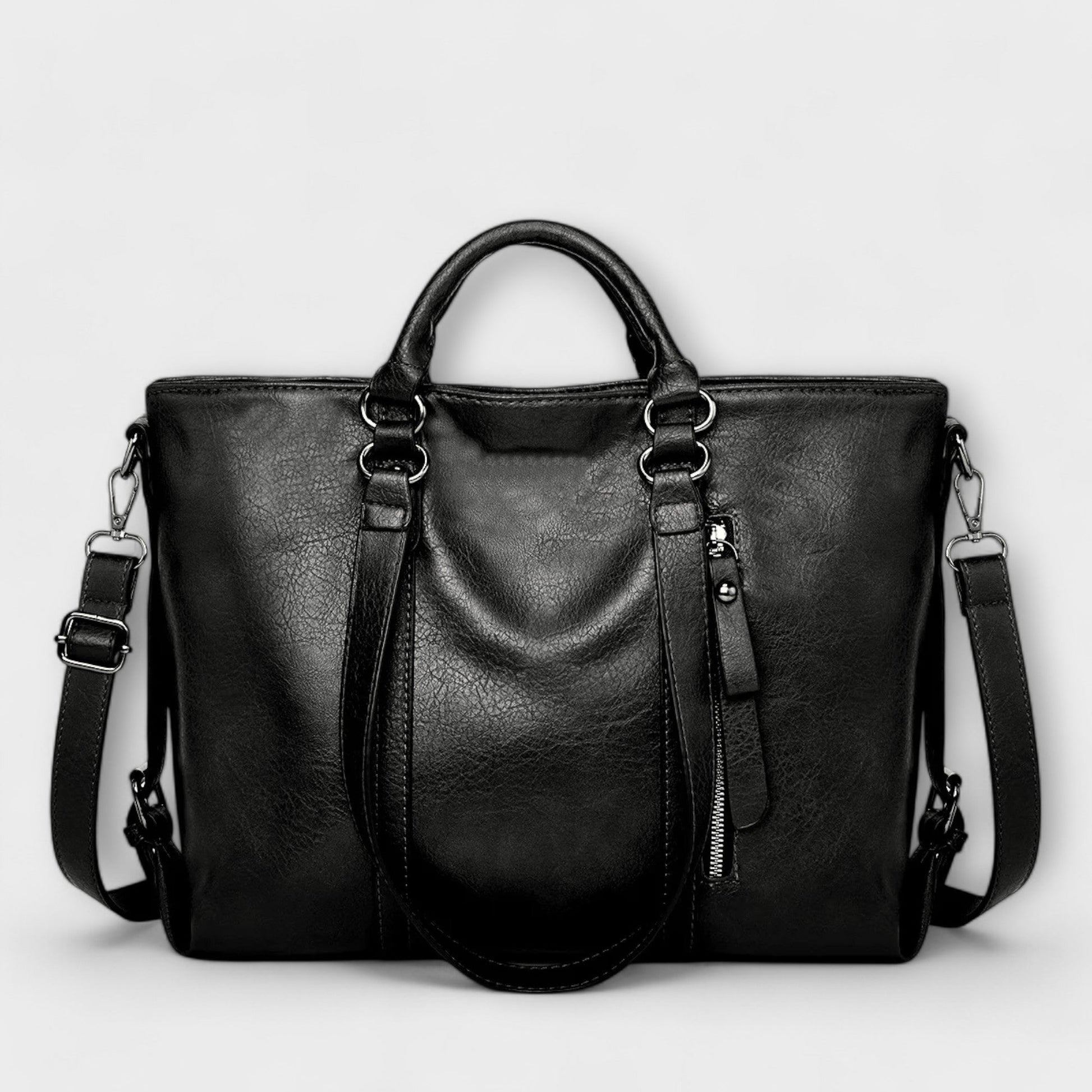 Large Leather Tote Bag – Top Handle Shoulder Bag for Work Travel