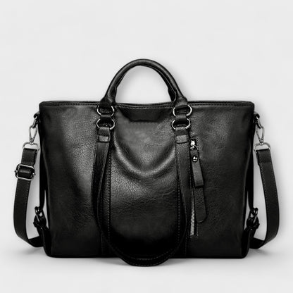Large Leather Tote Bag – Top Handle Shoulder Bag for Work Travel