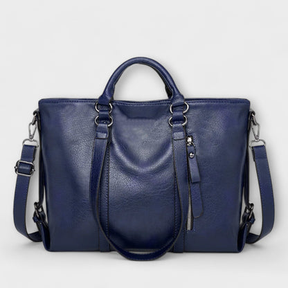 Large Leather Tote Bag – Top Handle Shoulder Bag for Work Travel
