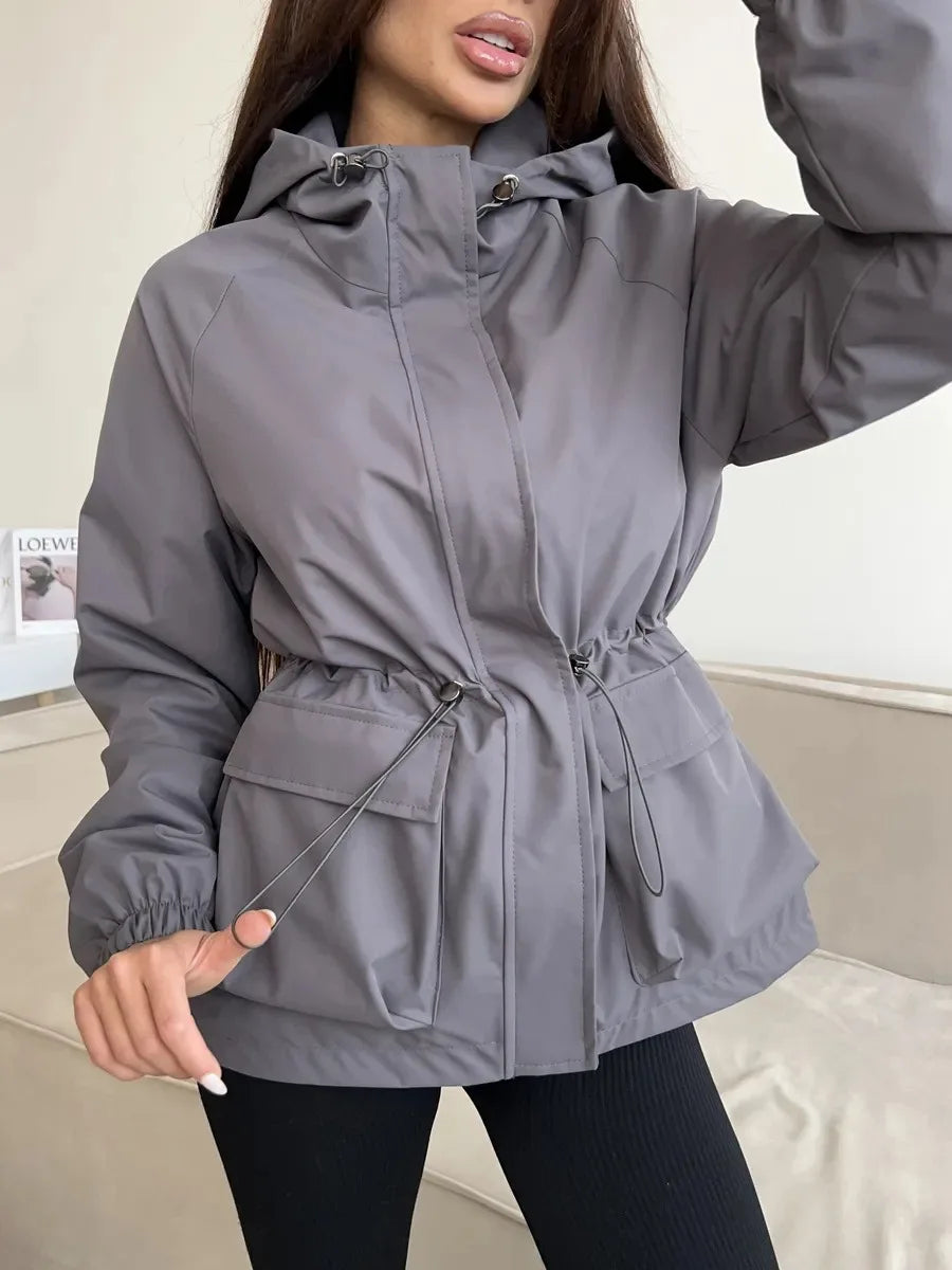 Waterproof Hooded Windbreaker Jacket – Nylon Relaxed Fit Rain Jacket