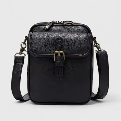 Pebbled Faux Leather Crossbody Bag – Buckle Flap Multi-Pocket Purse