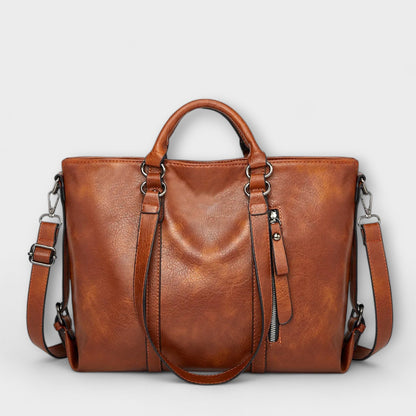 Large Leather Tote Bag – Top Handle Shoulder Bag for Work Travel