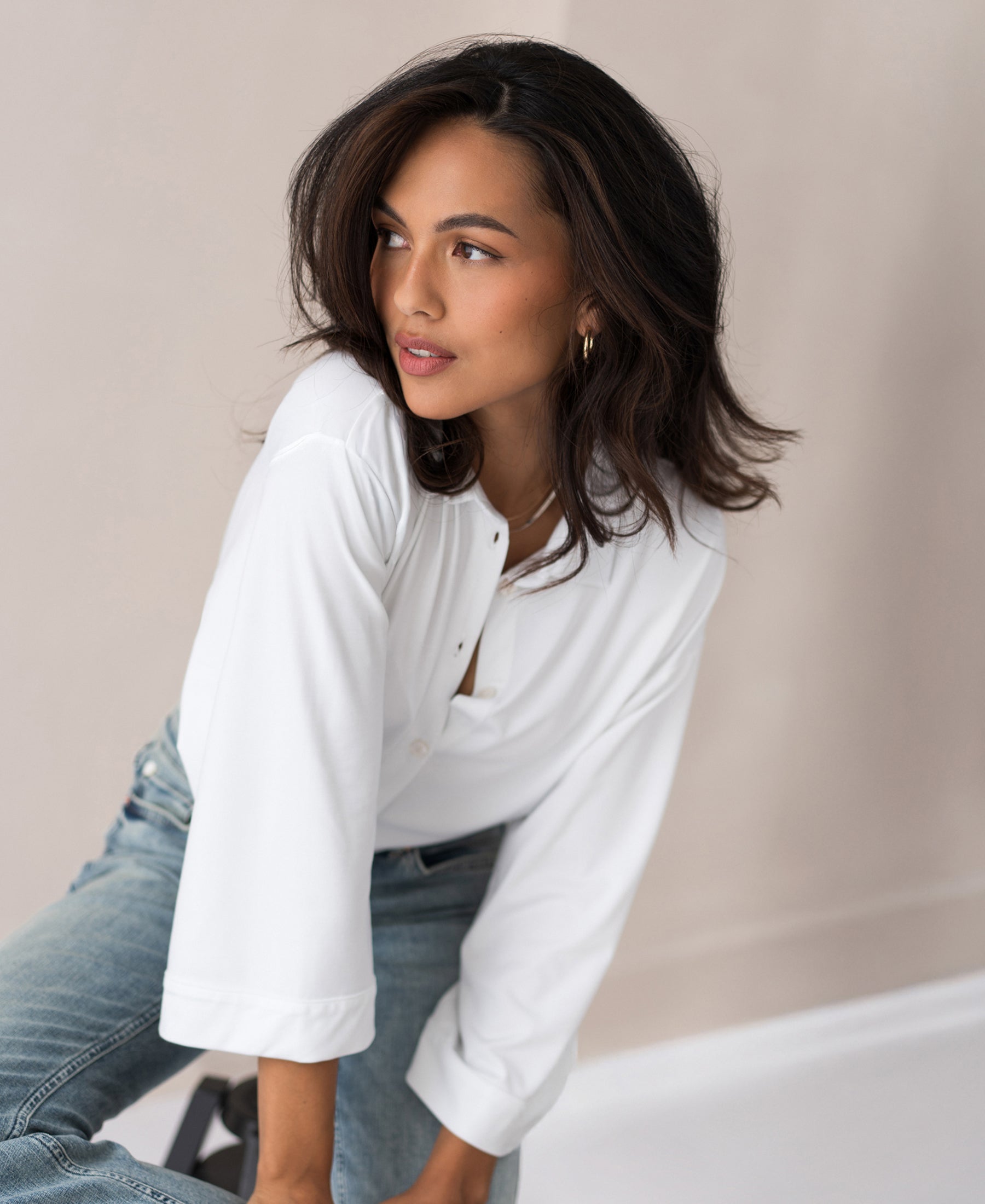 Women's Kimono Sleeve Blouse – Viscose Travel Shirt, Relaxed Fit