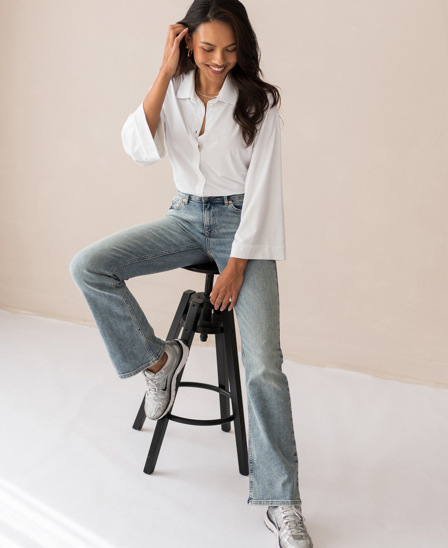 Women's Kimono Sleeve Blouse – Viscose Travel Shirt, Relaxed Fit