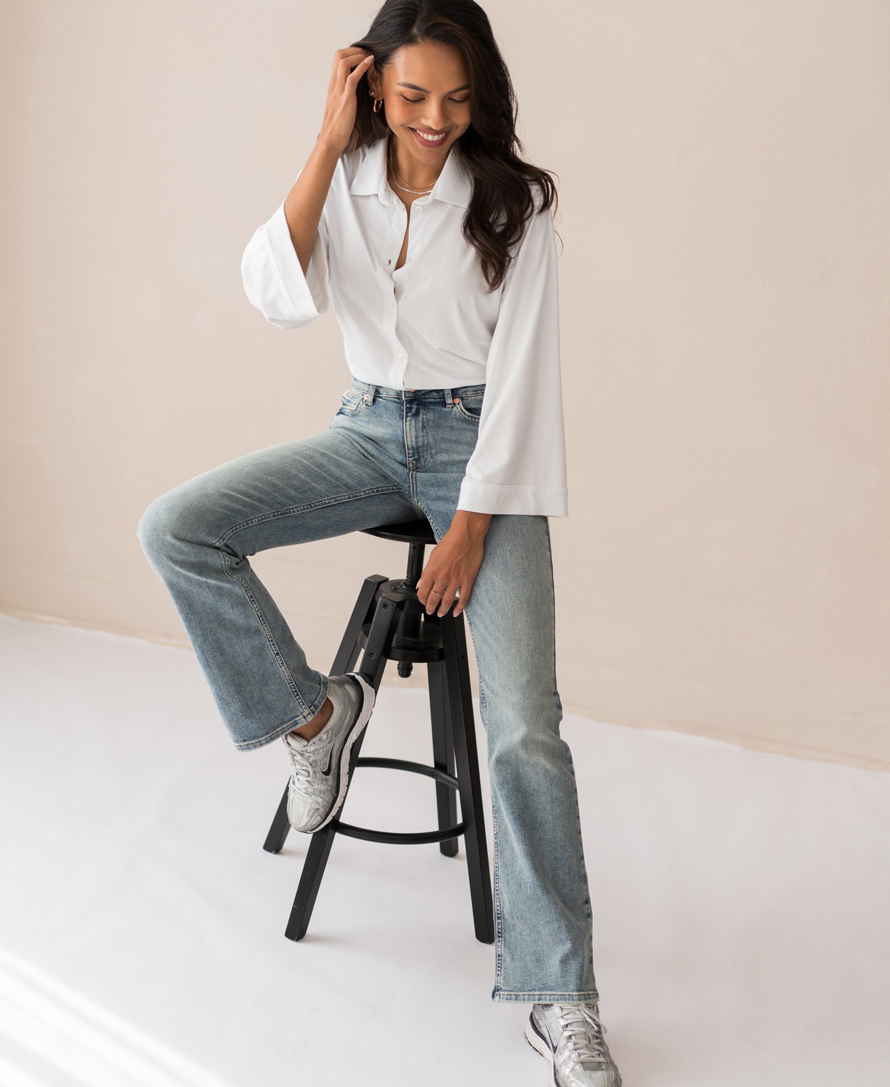 Women's Kimono Sleeve Blouse – Viscose Travel Shirt, Relaxed Fit