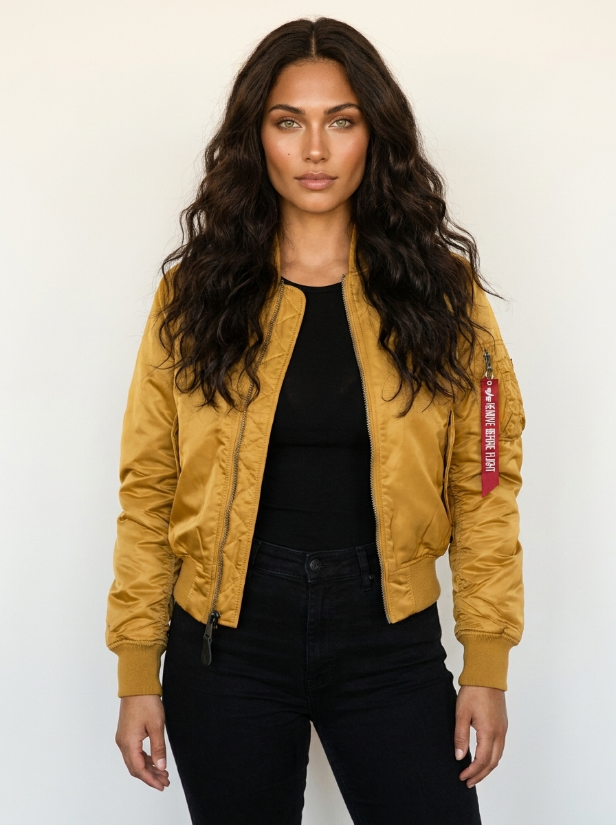 Satin Bomber Jacket – Women's Long Sleeve Utility Style