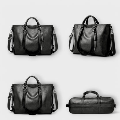 Large Leather Tote Bag – Top Handle Shoulder Bag for Work Travel