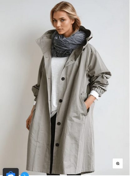 Waterproof Hooded Trench Coat – Oversized Midi Rain Coat