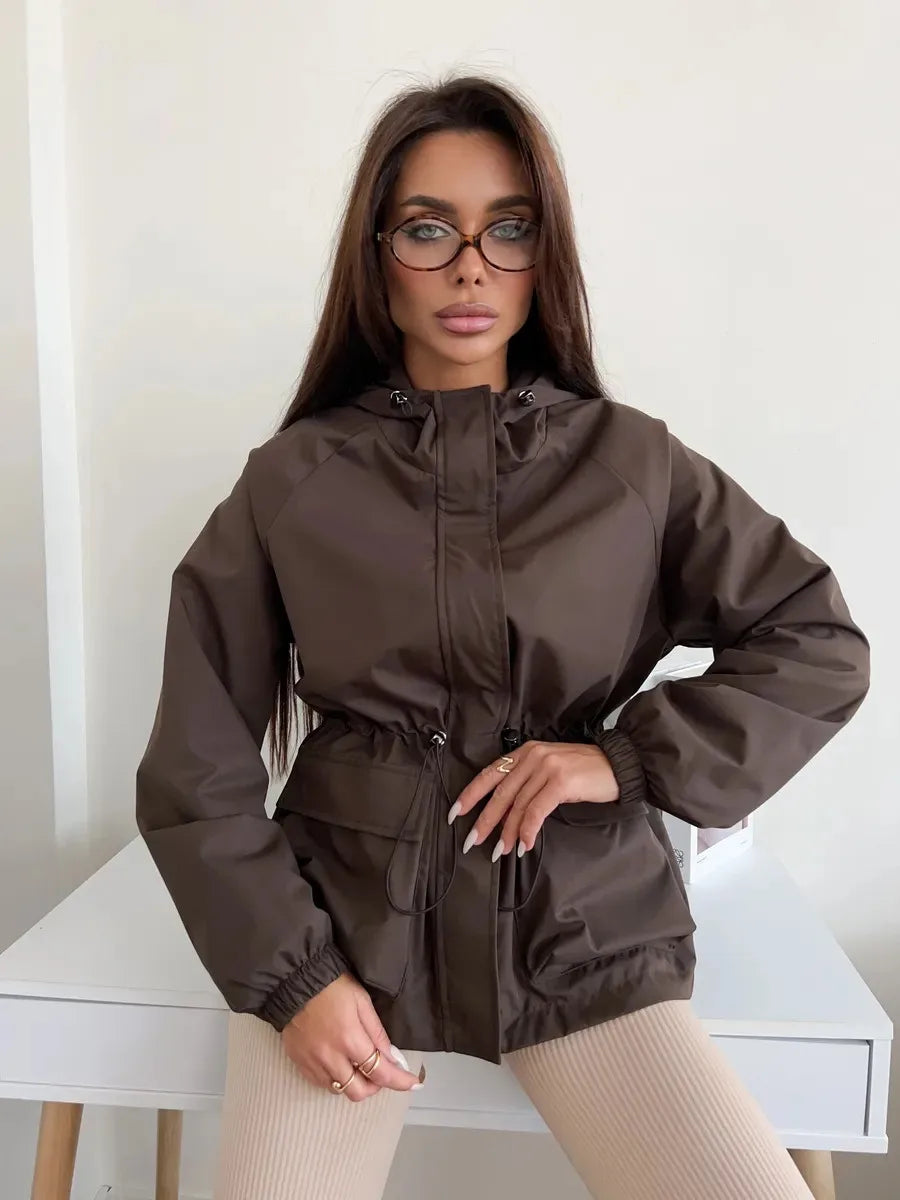 Waterproof Hooded Windbreaker Jacket – Nylon Relaxed Fit Rain Jacket
