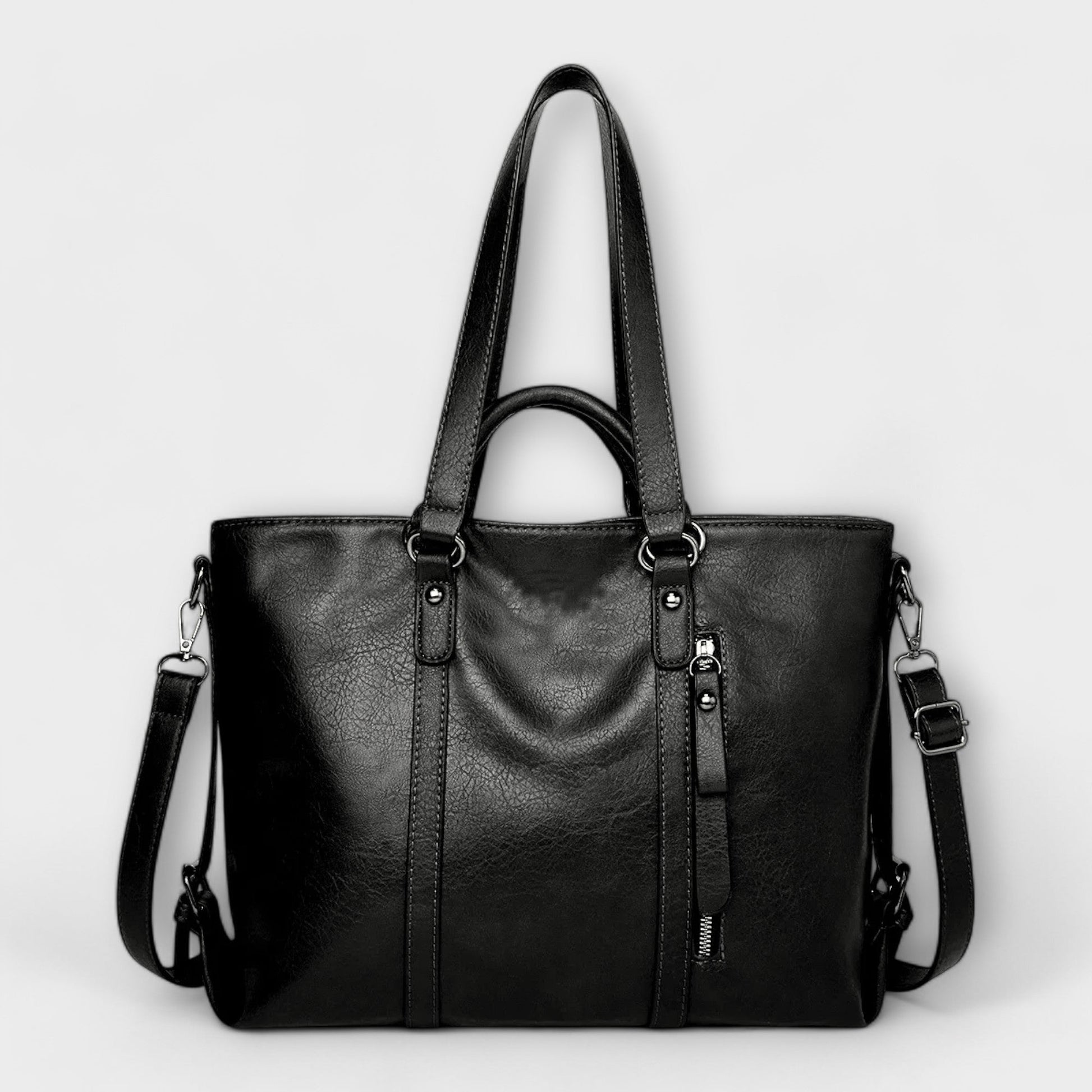 Large Leather Tote Bag – Top Handle Shoulder Bag for Work Travel