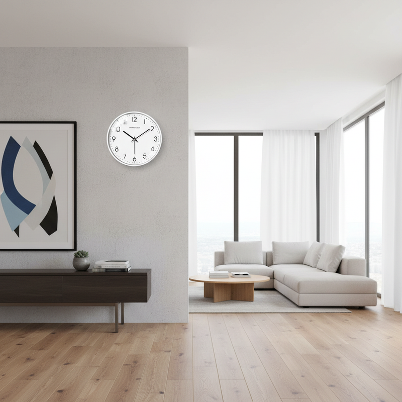 Silent White Round Wall Clock | Modern Wall Clock Decor