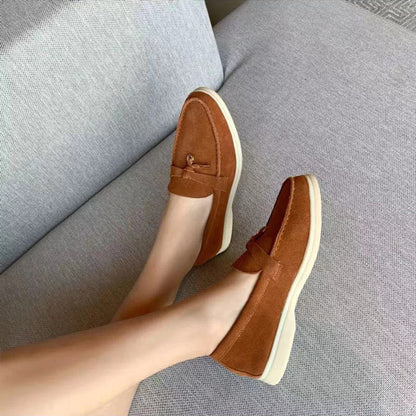 Suede Tassel Loafers Women – Slip-On Flat Loafer White Sole