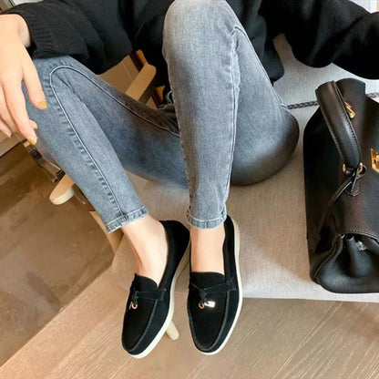 Suede Tassel Loafers Women – Slip-On Flat Loafer White Sole