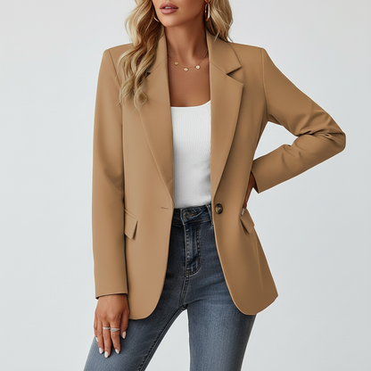 Tailored Single-Button Blazer – Fitted Notch Lapel Work Blazer