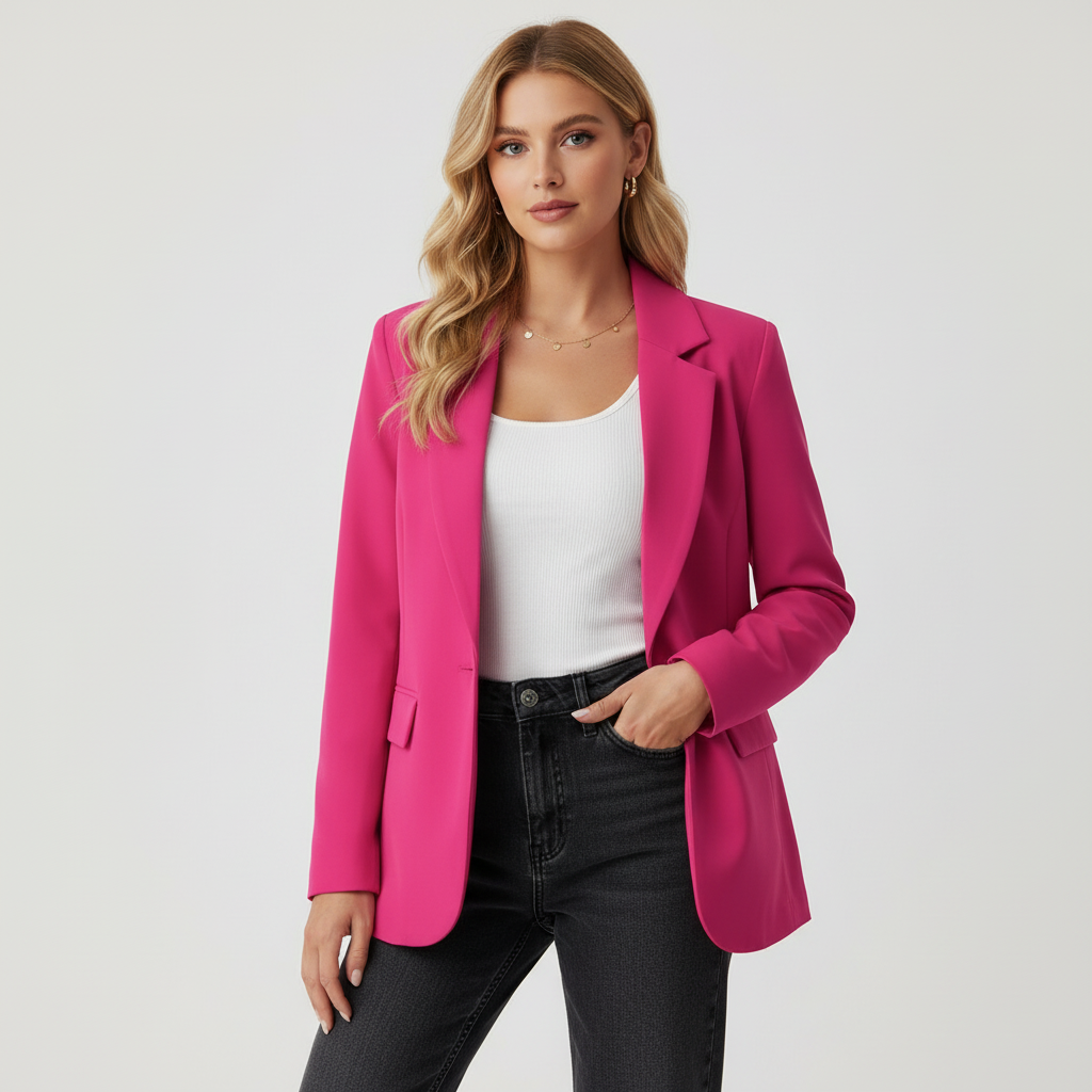 Tailored Single-Button Blazer – Fitted Notch Lapel Work Blazer