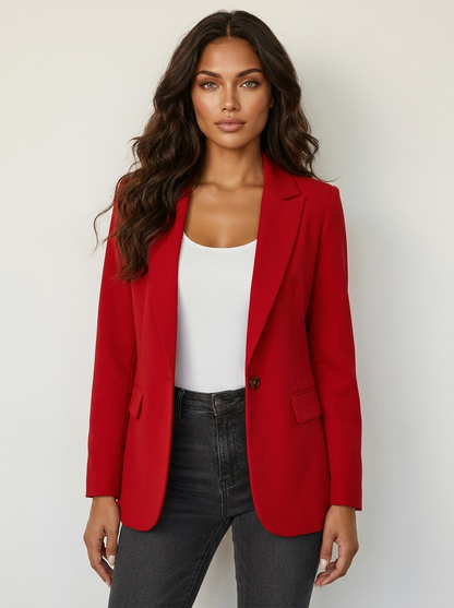 Tailored Single-Button Blazer – Fitted Notch Lapel Work Blazer