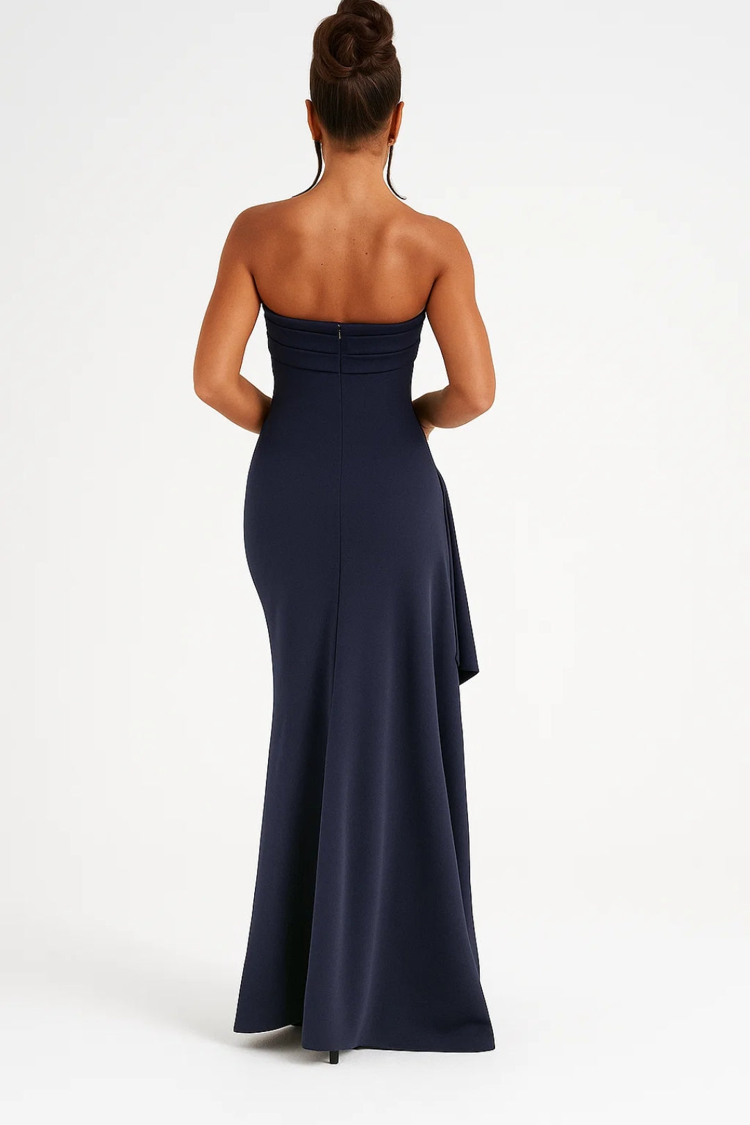 Strapless Ruched Maxi Dress – Bodycon High Slit Formal Gown