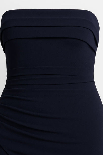 Strapless Ruched Maxi Dress – Bodycon High Slit Formal Gown