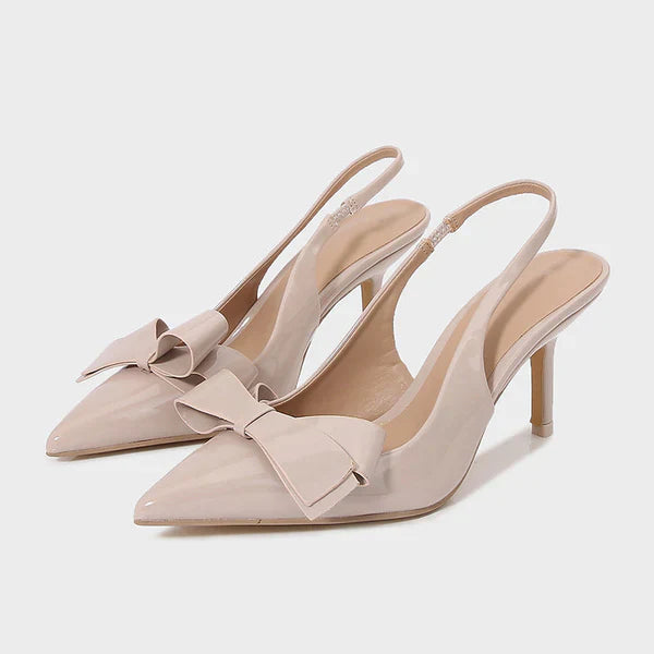 Patent Bow Slingback Heels – Pointed Toe Stiletto Pumps