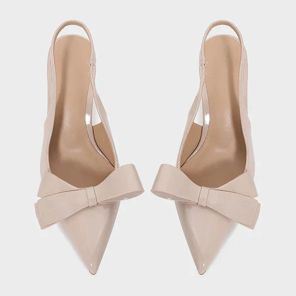 Patent Bow Slingback Heels – Pointed Toe Stiletto Pumps