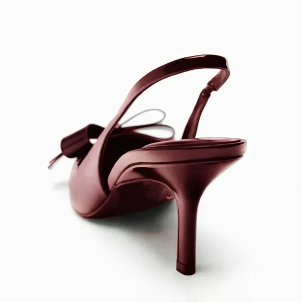 Patent Bow Slingback Heels – Pointed Toe Stiletto Pumps